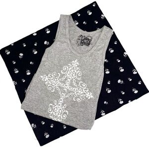 GREY Y2K RHINESTONE CROSS PRINT TANK 🎀💗
